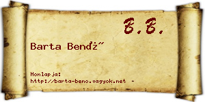 Barta Benő névjegykártya